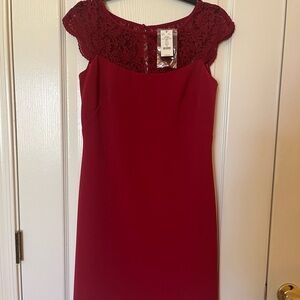 White House Black Market Burgundy Lace Midi Dress Brand New With Tag